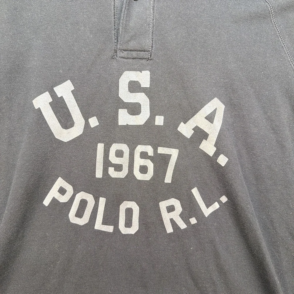 Polo Ralph Lauren Polo Shirt USA 1967‎ Graphic Black Preppy Mens LT Americana